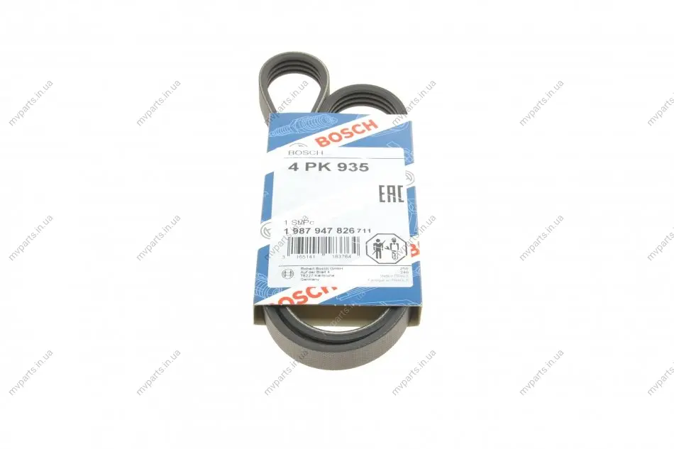 Ремінь генератора Mitsubishi Galant 1.8/2.0 87-03/Toyota Hilux 2.4 97-05 (4PK935) 1 987 947 826 BOSCH 1-987-947-826 (фото 1)