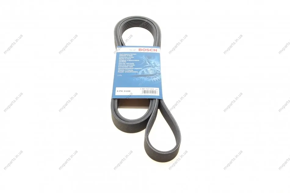 Ремінь генератора Ford Transit 1.8 16V 02-13/MB Sprinter/Vito (W638) 95-03 (6PK2100) 1 987 947 833 BOSCH 1-987-947-833 (фото 1)