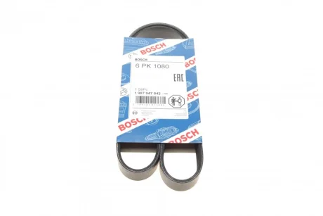 Ремінь генератора VW Crafter 2.0TDI 11-16/Golf 1.4/1.6 97-05/Audi A1/A2/A4 1.4-2.0 01-18 (6PK1080) 1 987 947 842 BOSCH 1-987-947-842