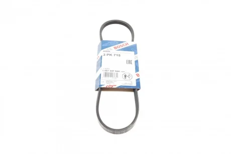 Ремінь генератора Renault 19/Clio/Megane 1.2-1.6 88-03/Dacia Supernova 1.4 00-03 (3PK715) 1 987 947 844 BOSCH 1-987-947-844