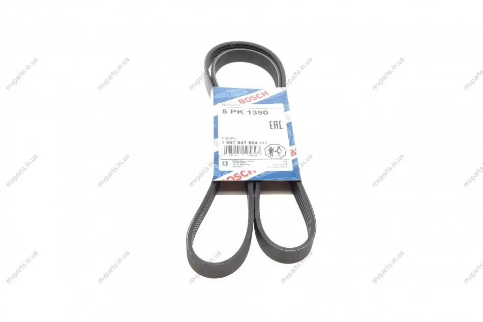 Ремінь генератора Mitsubishi Space Runner/Wagon/Hyundai Santa Fe/Kia Sorento 2.0/2.4 GDI 99-(5PK139) 1 987 947 864 BOSCH 1-987-947-864 (фото 1)