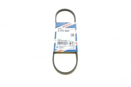 Ремень генератора Fiat Fiorino 1.7D/ Opel Vectra 1.8-2.0i 86-01 (3PK690) 1 987 947 884 BOSCH 1-987-947-884