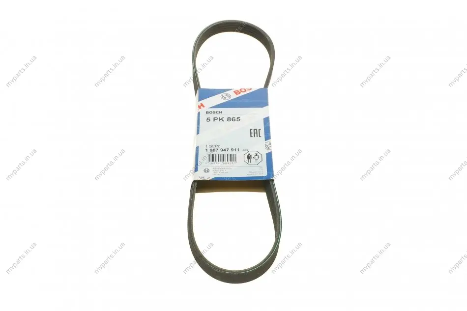 Ремень генератора BMW 3 (E46)/5 (E39)/7 (E38) 95-05 (5PK865) (M52/M54) 1 987 947 911 BOSCH 1-987-947-911 (фото 1)