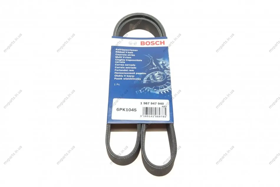 Ремінь генератора VW Golf III/Passat/T4 1.9D/TD 90-04/Opel Corsa F 1.2 19-/Fiat Scudo 1.9D 98-06 1 987 947 940 BOSCH 1-987-947-940 (фото 1)