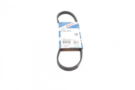 Ремінь генератора Hyundai i10/i20/i30 1.1/1.6CRDi 08-13/Fiat Doblo/Punto/Stilo 1.2/1.4 01- (4PK673) 1 987 947 961 BOSCH 1-987-947-961