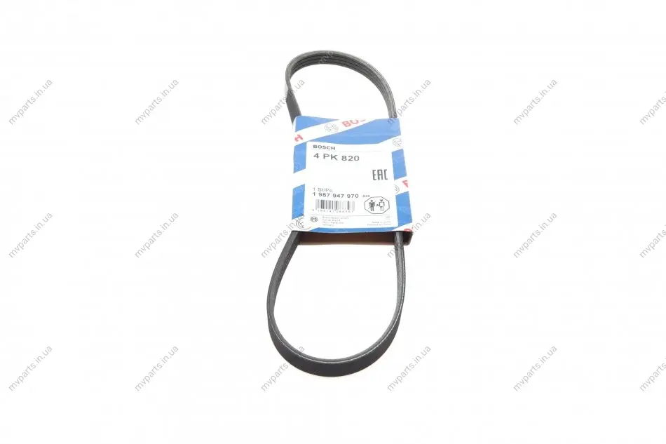 Ремінь генератора Honda Accord/Civic 1.4-1.6/Toyota Corolla/Avensis 1.3/1.6/1.8 92-02 (4PK820) 1 987 947 970 BOSCH 1-987-947-970 (фото 1)