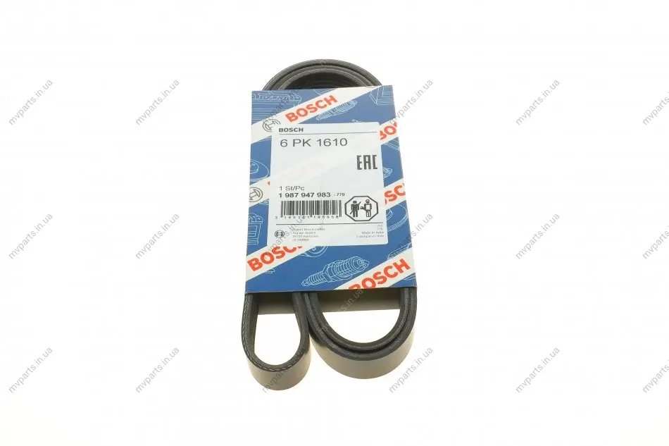 Ремінь генератора VW Crafter 2.0TDI 11-16/Opel Corsa D 1.7CDTI 06-11/Ford Fiesta 00-03 (6PK1610) 1 987 947 983 BOSCH 1-987-947-983 (фото 1)