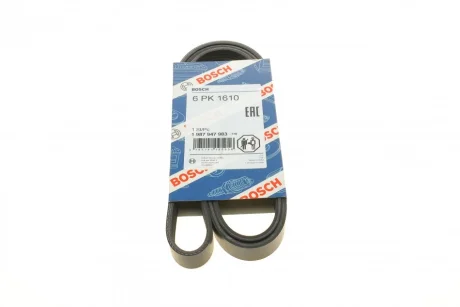 Ремінь генератора VW Crafter 2.0TDI 11-16/Opel Corsa D 1.7CDTI 06-11/Ford Fiesta 00-03 (6PK1610) 1 987 947 983 BOSCH 1-987-947-983