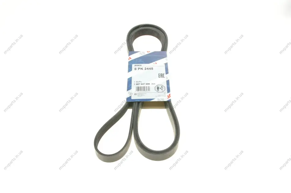 Ремінь генератора MB E-class (W211) 5.5 02-08 (M113)/Land Rover Range Rover 5.0SCV8 13- (6PK2445) 1 987 947 998 BOSCH 1-987-947-998 (фото 1)