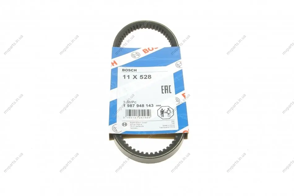 Ремінь генератора Audi A4/A6/VW Passat 1.8T 96-00 (11x528) 1 987 948 143 BOSCH 1-987-948-143 (фото 1)