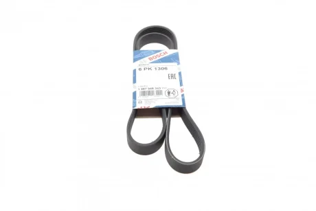 Ремінь генератора Fiat Doblo 1.3D Multijet/1.3JTD/Ford Focus 1.8/2.0 04- (6PK1306) 1 987 948 343 BOSCH 1-987-948-343