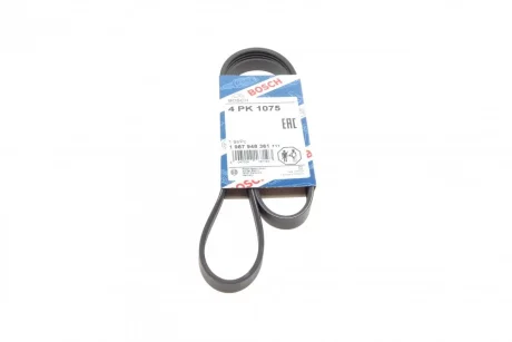 Ремінь генератора Renault Clio 1.2/1.4 90-98/Nissan Micra/Note 1.0-1.4 03-12 (4PK1075) 1 987 948 361 BOSCH 1-987-948-361