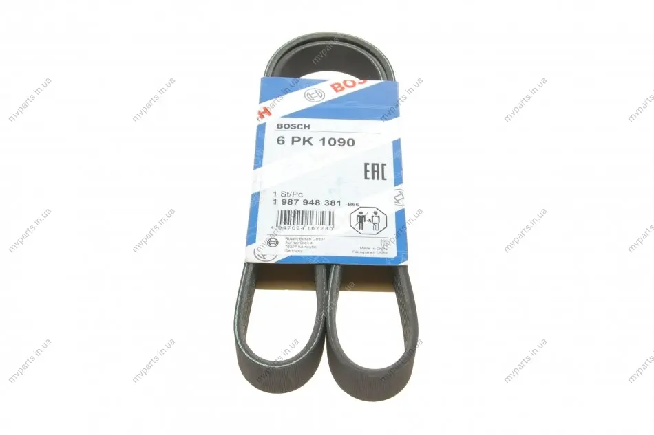 Ремінь генератора VW Golf V/VI/Passat VI/VII/Skoda Fabia 1.4TSI/FSI/1.6 FSI 97- (6PK1090) 1 987 948 381 BOSCH 1-987-948-381 (фото 1)