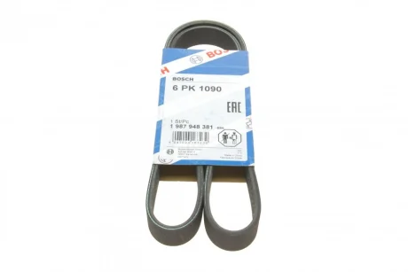 Ремінь генератора VW Golf V/VI/Passat VI/VII/Skoda Fabia 1.4TSI/FSI/1.6 FSI 97- (6PK1090) 1 987 948 381 BOSCH 1-987-948-381