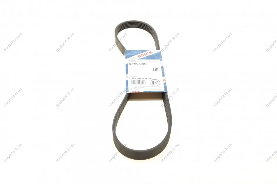 Ремінь генератора Fiat Punto 1.7TD 94-99/Honda Accord 2.0/2.3i 93-03 (6PK940) 1 987 948 434 BOSCH 1-987-948-434 (фото 1)