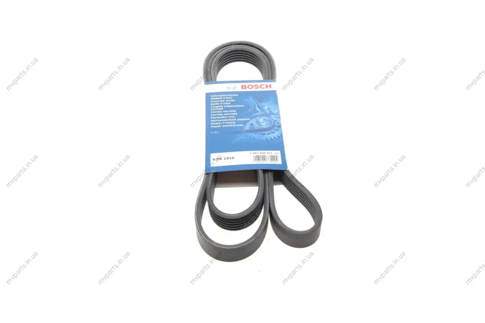 Ремінь генератора Jeep Wrangler 4.0 98-07/Toyota Avensis 1.6/1.8 00-03/Subaru Forester 13- (6PK1910) 1 987 948 451 BOSCH 1-987-948-451 (фото 1)