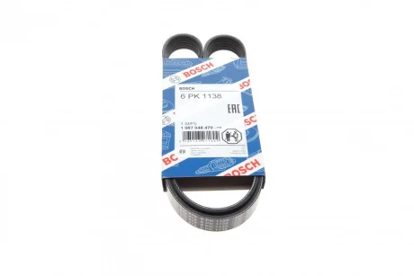 Ремінь генератора VW Caddy/T5 1.9TDI (6PK1138) 1 987 948 479 BOSCH 1-987-948-479