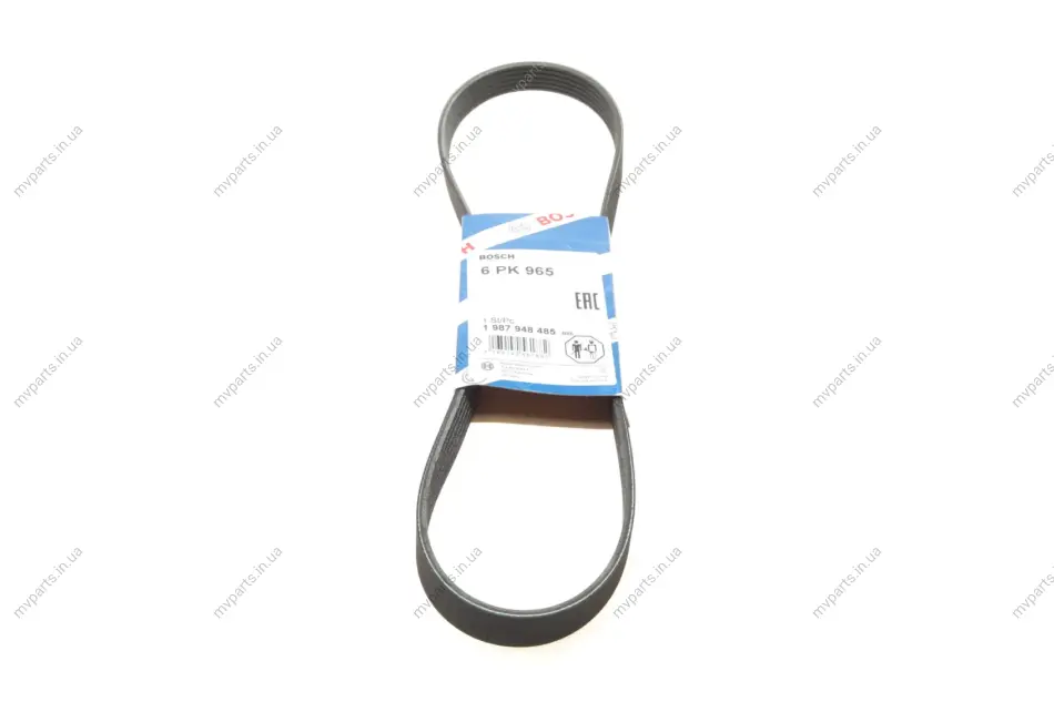 Ремінь генератора Ford Transit 1.6TDCI 13-/Toyota Corolla 1.4D-4D 04- (6PK965) 1 987 948 485 BOSCH 1-987-948-485 (фото 1)