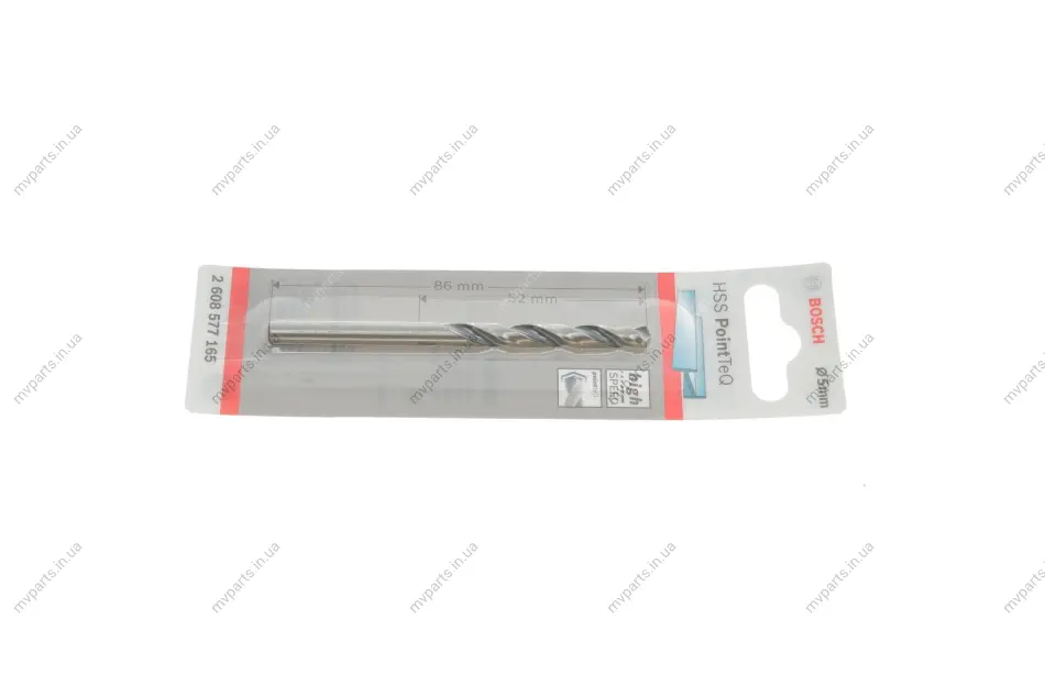 Свердло HSS PointTeQ Ø5 мм знято з постачання 2 608 577 165 BOSCH 2-608-577-165 (фото 1)