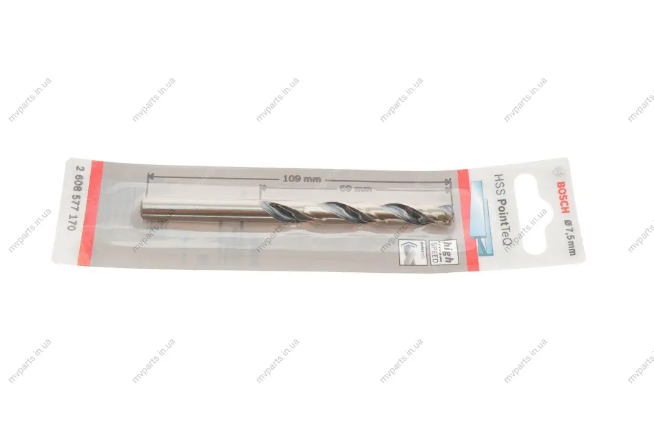 Свердло HSS PointTeQ Ø7,5 мм знято з постачання 2 608 577 170 BOSCH 2-608-577-170 (фото 1)