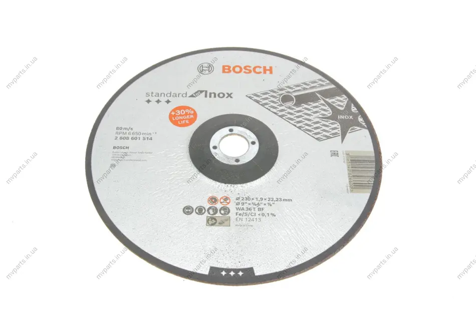 Круг відрізний 230x1,9x22,23 мм 2 608 601 514 BOSCH 2-608-601-514 (фото 1)