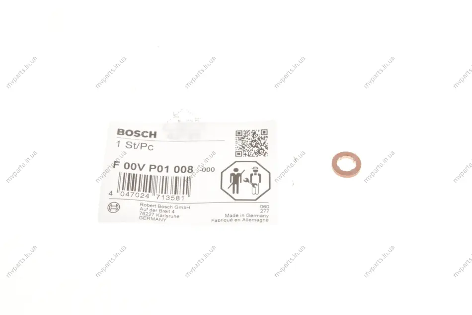 Шайба під форсунку VW Touareg 3.0 V6/4.2 V8 TDI/Audi A4/A6/A7 3.0TDI 08- F 00V P01 008 BOSCH F-00V-P01-008 (фото 1)
