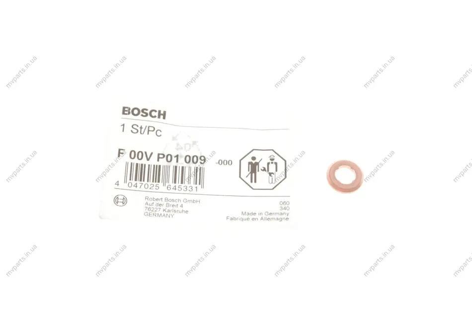 Шайба під форсунку VW Touareg 3.0 V6/4.2 V8 TDI/Audi A4/A6/A7 3.0TDI 08- F 00V P01 009 BOSCH F-00V-P01-009 (фото 1)