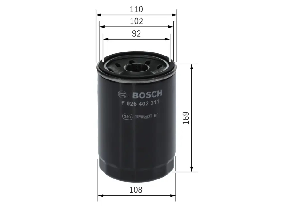 Фільтр паливний Volvo 9700/9900/FM/B11/Renault Trucks C/D/K/T 7.7D-12.8D 03- F 026 402 311 BOSCH F-026-402-311 (фото 1)