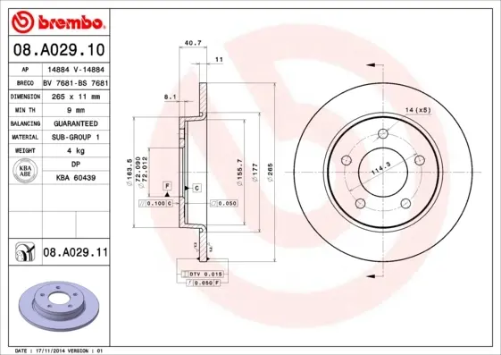 Диск гальмівний задн. (вир-во) BREMBO 08-A029-10 (фото 1)
