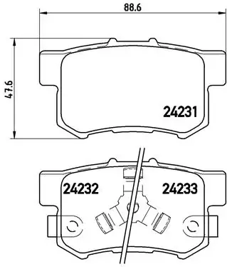 Колодка гальм. диск. HONDA ACCORD, CR-V задн. (вир-во) BREMBO P-28-051 (фото 1)