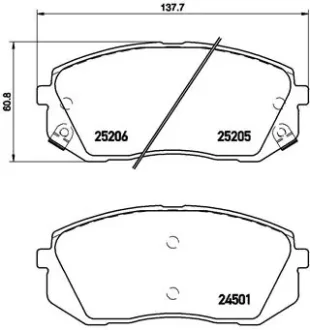 Колодка гальм. диск. HYUNDAI ix35 передн. (вир-во) BREMBO P-30-056