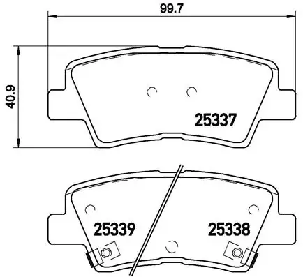 Колодка гальм. диск. HYUNDAI ACCENT IV, SONATA V задн. (вир-во) BREMBO P-30-067 (фото 1)