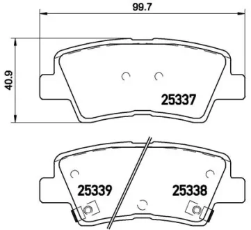 Колодка гальм. диск. HYUNDAI ACCENT IV, SONATA V задн. (вир-во) BREMBO P-30-067