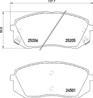 Колодка гальм. диск. HYUNDAI ix35 передн. (вир-во) BREMBO P-30-093