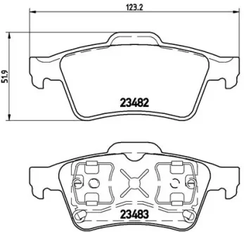 Колодка гальм. диск. RENAULT LAGUNA, MEGANE задн. (вир-во) BREMBO P-59-044