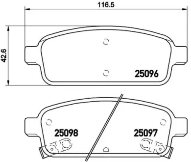 Колодка гальм. диск. CHEVROLET CRUZE, ORLANDO задн. (вир-во) BREMBO P-59-080