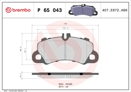 Колодка гальм. диск. передн. (вир-во) BREMBO P-65-043