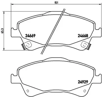 Колодка гальм. диск. TOYOTA AURIS, AVENSIS передн. (вир-во) BREMBO P-83-109 (фото 1)