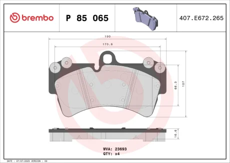 Колодка гальм. диск. AUDI Q7, PORSCHE CAYENNE, VW TOUAREG передн. (вир-во) BREMBO P-85-065