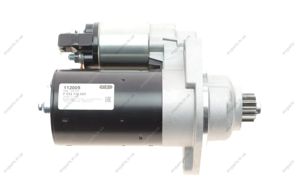 Стартер Seat Ibiza/Leon/Skoda Fabia/Octavia/VW Golf/Sharan 1.8/2.0 96-10 (1.1kw) (z=10) = 112005 HC- F 032 112 005 CARGO F-032-112-005 (фото 1)