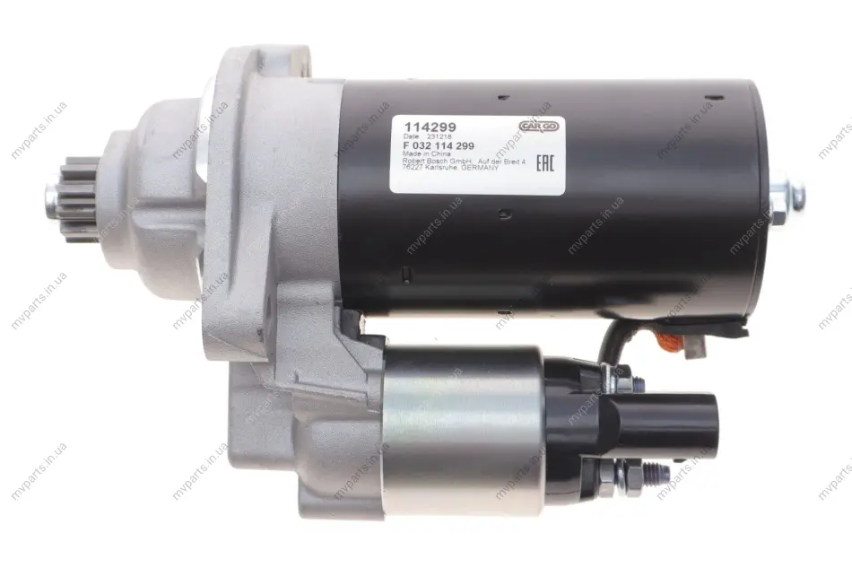 Стартер VW Caddy 09-/Golf 1.6-2.0 D 09-16/Skoda Octavia 09-13 (12V/1.7 kw) (z=11/12) = 114299 HC- F 032 114 299 CARGO F-032-114-299 (фото 1)