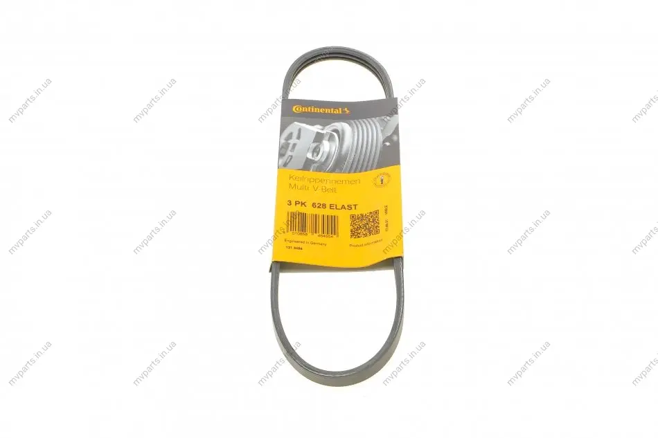 Ремінь генератора Volvo S60/S80/V60/V70/XC60/XC70 2.0-2.5 06-16 CONTINENTAL 3PK628 ELAST Contitech 3PK628-ELAST (фото 1)