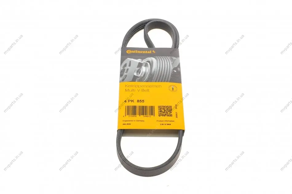 Ремінь генератора Skoda SuperB 01-08/VW Passat B5/Hyundai Accent 95-05/Tucson/Kia Sportage/Ceed 04- CONTINENTAL Contitech 4PK855 (фото 1)