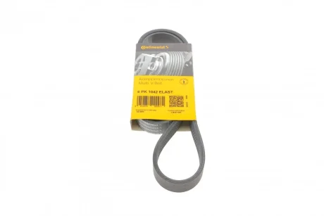 Ремінь генератора Ford Focus/Fiesta/Fusion 1.25-1.6 99-12/Mazda 2 1.25-1.6 03-07 CONTINENTAL 6PK1042 ELAST Contitech 6PK1042-ELAST