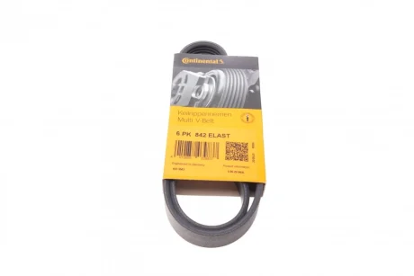 Ремінь генератора VW Golf VI/Caddy III 1.6-2.0 TDI 10-/Skoda Octavia 09-13/Audi A3 1.6/2.0TDI 03-13 CONTINENTAL 6PK842 ELAST Contitech 6PK842-ELAST