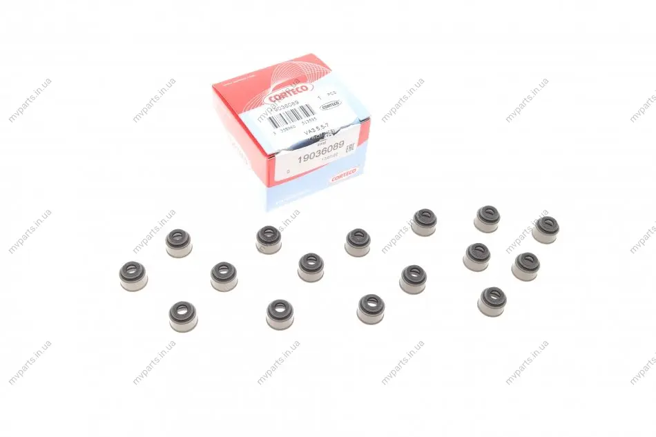 Сальник клапана (впуск/випуск) Toyota Avensis/Corolla/Rav4 1.4/1.6/1.8 99-12 (к-кт 16шт.) CORTECO 19036089 (фото 1)