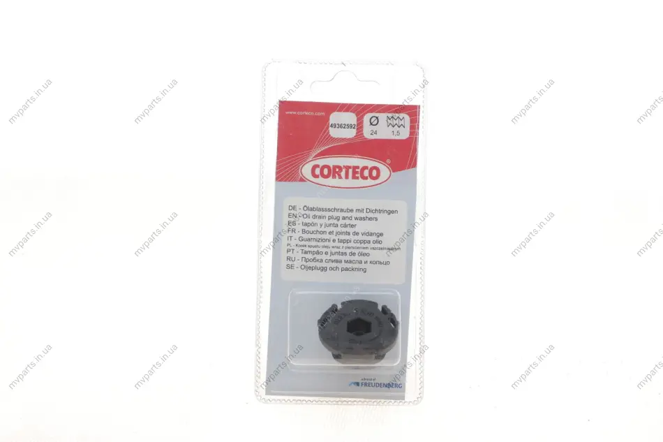 Болт зливу оливи BMW 1 (F20/F21)/3 (F30/F80)/5 (F10) 10- (M24x1.5) CORTECO 49362592 (фото 1)