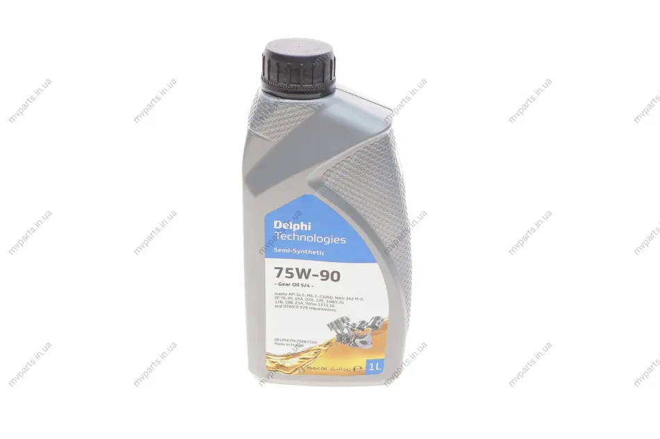 Олива трансмісійна 75W90 Gear Oil 5/4 (1L) (GL5/MAN 342 M-2/Volvo 1273.10/MIL L 2105D) DELPHI Delphi 25067150 (фото 1)