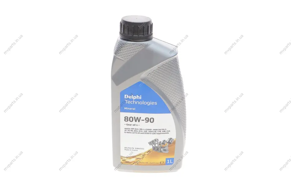 Олива трансмісійна 80W90 Gear Oil 4 (1L) (GL5/MIL-L-2105D/MAN 342 M-2/Volvo 1273.10) DELPHI Delphi 93892551 (фото 1)