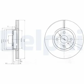 Диск гальмівний (передній) (к-кт 2 шт) Toyota Yaris 07- (275x22) DELPHI Delphi BG4054
